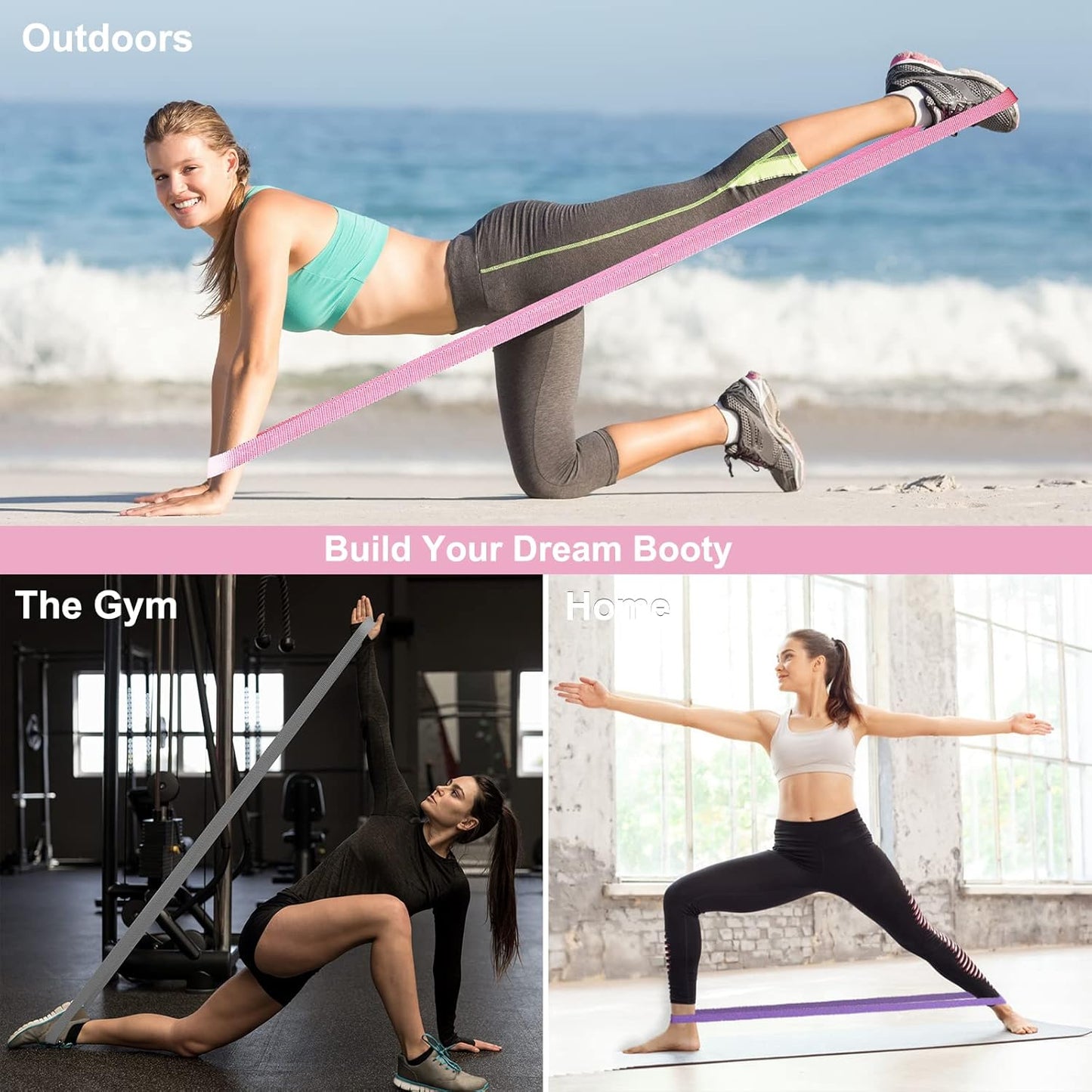 Unisex Adjustable Resistance Bands Set with Comfortable Handles & Door Anchor for Home Workout