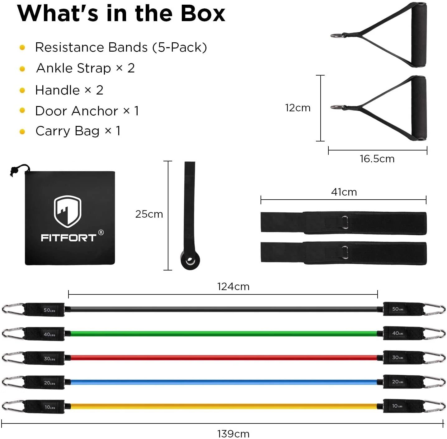 Resistance Bands Set - 150lb Exercise Bands with Door Anchor & Handles for Home Gym Workout