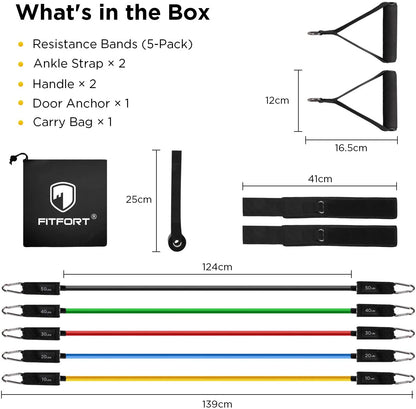 Resistance Bands Set - 150lb Exercise Bands with Door Anchor & Handles for Home Gym Workout