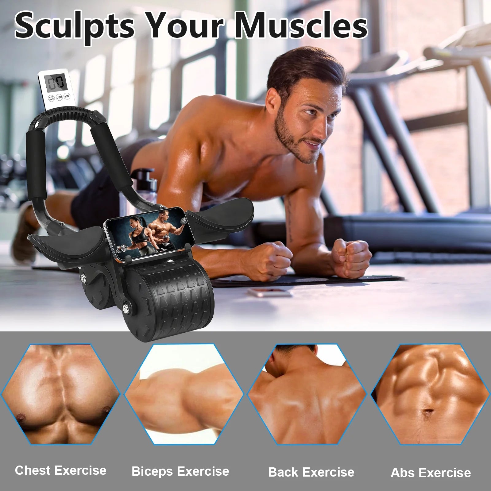 Ab Roller with Timer – Core & Abs Trainer for Home Workouts.