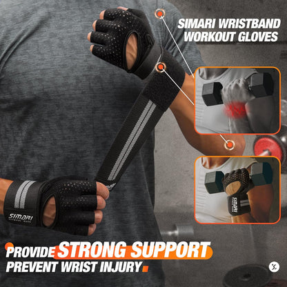 SIMARI Workout Gloves with Wrist Support | Unisex and Full Palm Protection