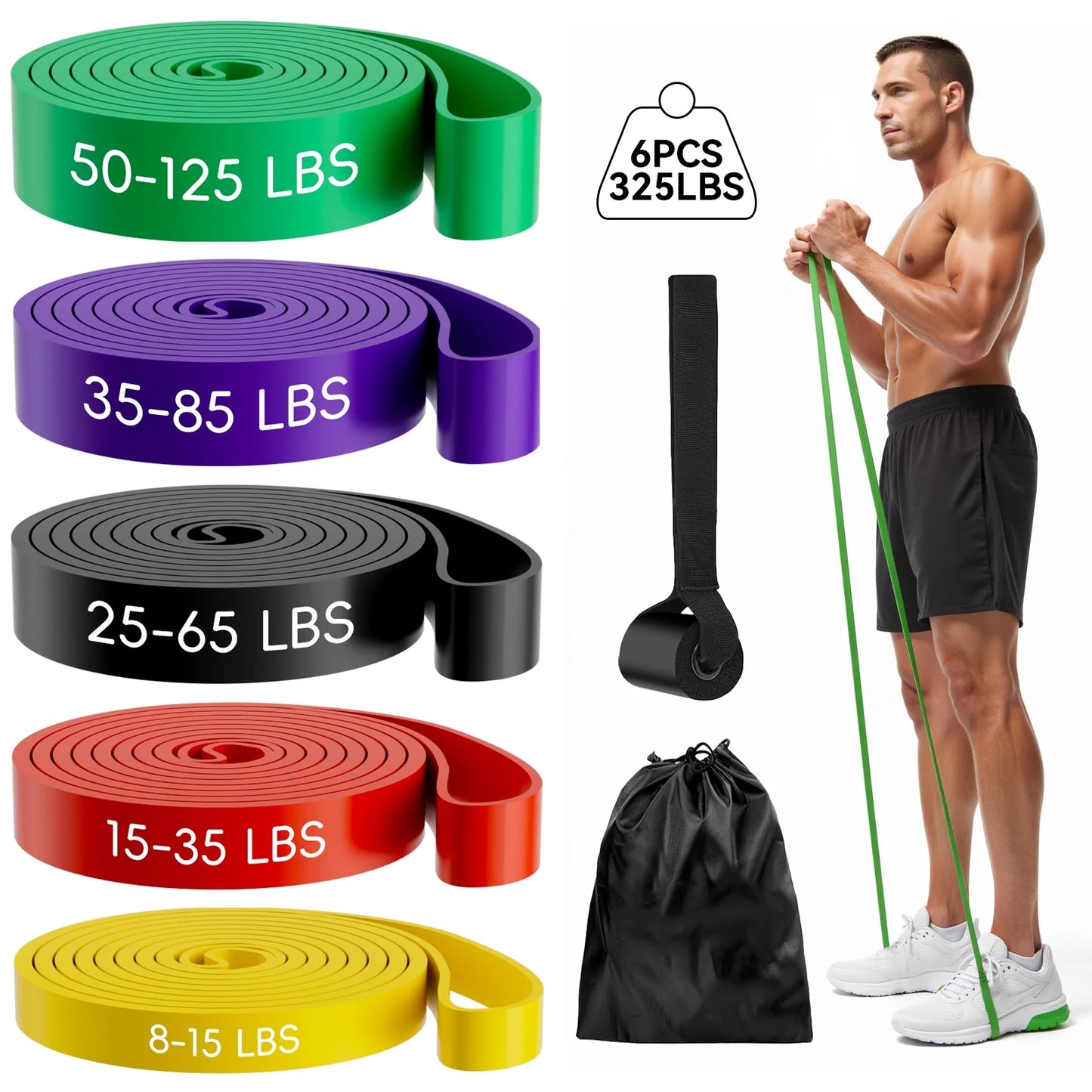 6-Piece Resistance Bands Set for Home & Gym Training