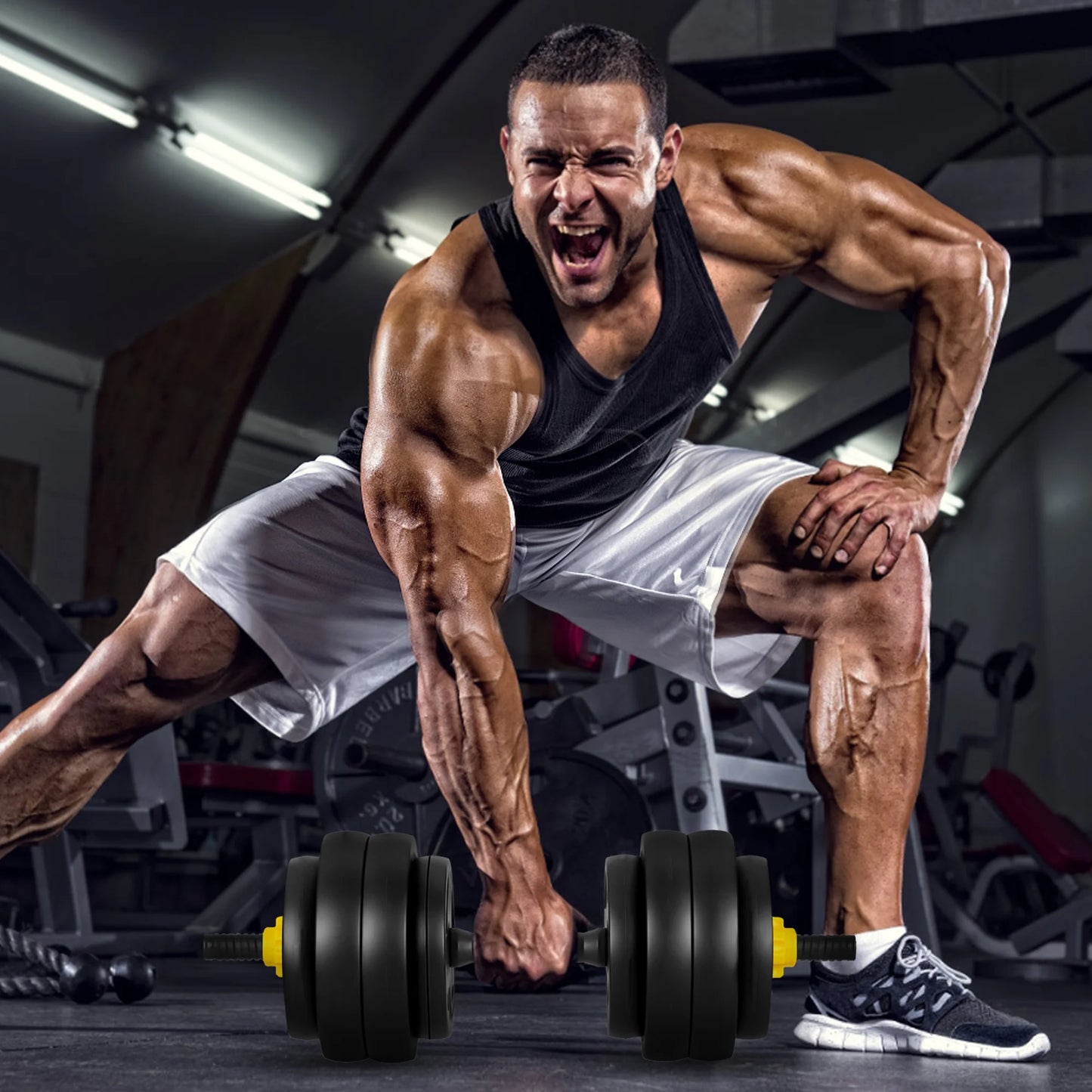 66LB Adjustable Dumbbell & Barbell Set 4-in-1 – Home Gym Strength Training Equipment
