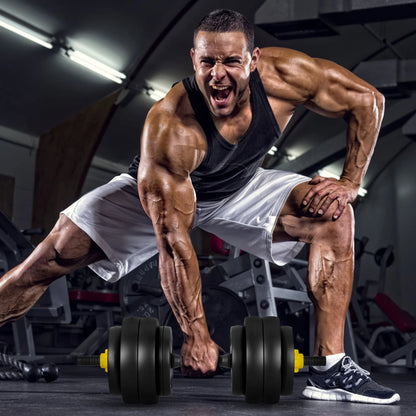66LB Adjustable Dumbbell & Barbell Set 4-in-1 – Home Gym Strength Training Equipment