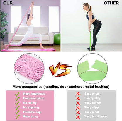 Unisex Adjustable Resistance Bands Set with Comfortable Handles & Door Anchor for Home Workout
