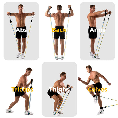 Resistance Bands Set - 150lb Exercise Bands with Door Anchor & Handles for Home Gym Workout