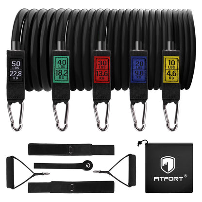 Resistance Bands Set - 150lb Exercise Bands with Door Anchor & Handles for Home Gym Workout