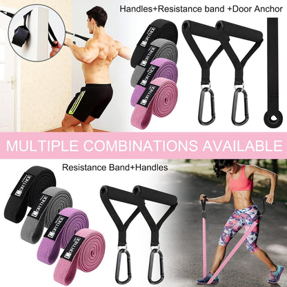 Unisex Adjustable Resistance Bands Set with Comfortable Handles & Door Anchor for Home Workout