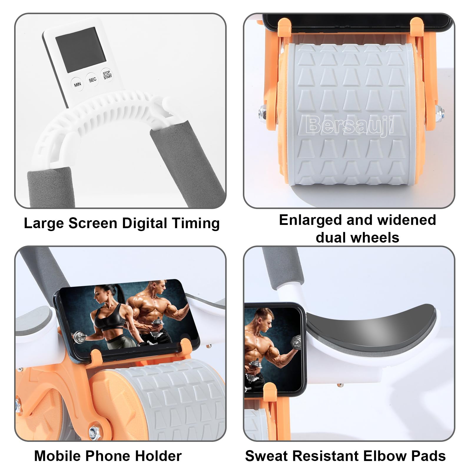 Automatic Rebound Ab Roller with Elbow Support & Timer | Core Training Wheel