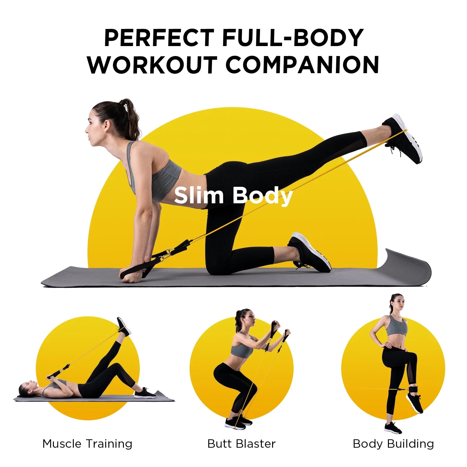 Resistance Bands Set - 150lb Exercise Bands with Door Anchor & Handles for Home Gym Workout
