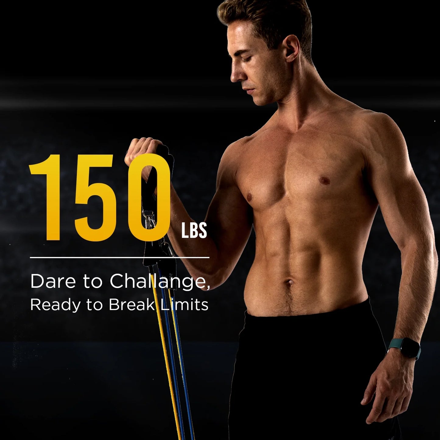 Resistance Bands Set - 150lb Exercise Bands with Door Anchor & Handles for Home Gym Workout