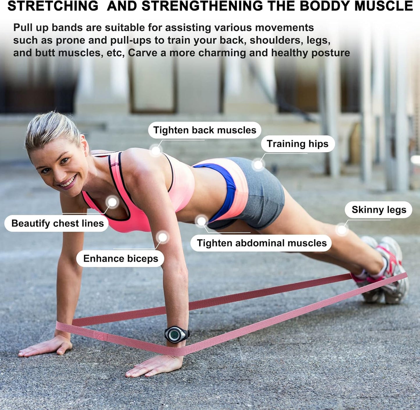 Unisex Adjustable Resistance Bands Set with Comfortable Handles & Door Anchor for Home Workout